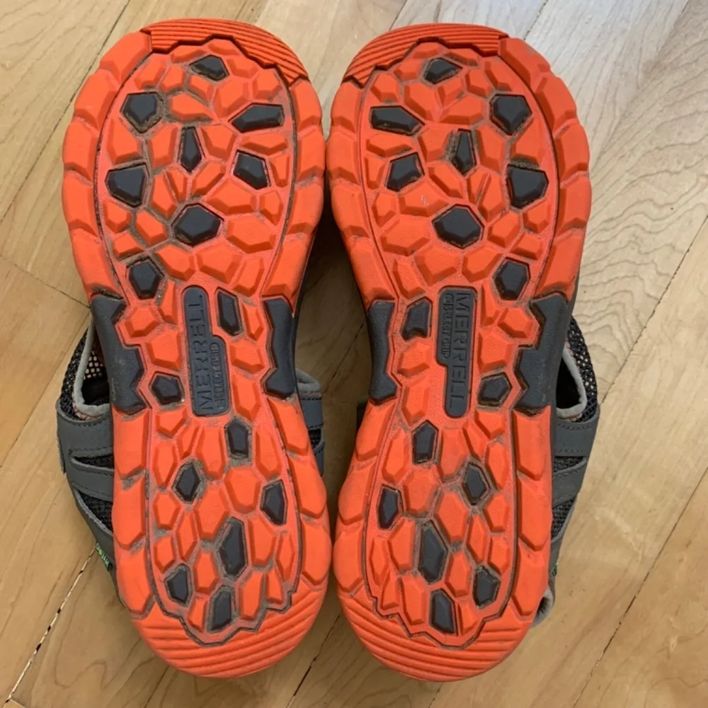 Merrell Boys Hydro Rapid Hiking Sandals Size 7 Orange Gray